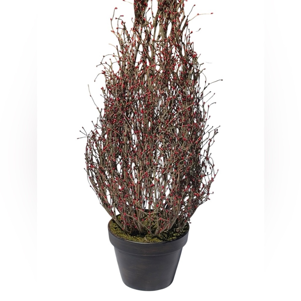 Decorative Faux Plant with Red Pip Berry Branches